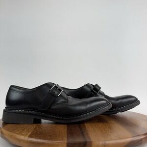 Mens HESCHUNG Bouleau Black Leather Monk Strap‎ Dress Oxfords Size US 7.5 D